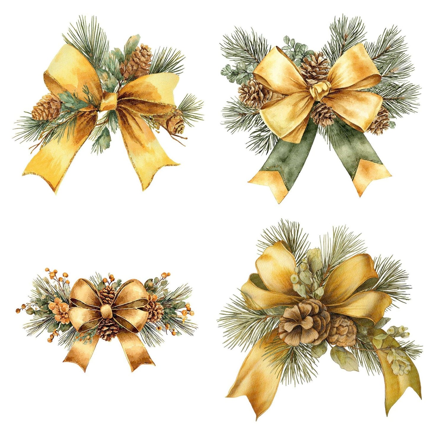 Christmas Bow with Pinecones Clipart Set (DDD004862)