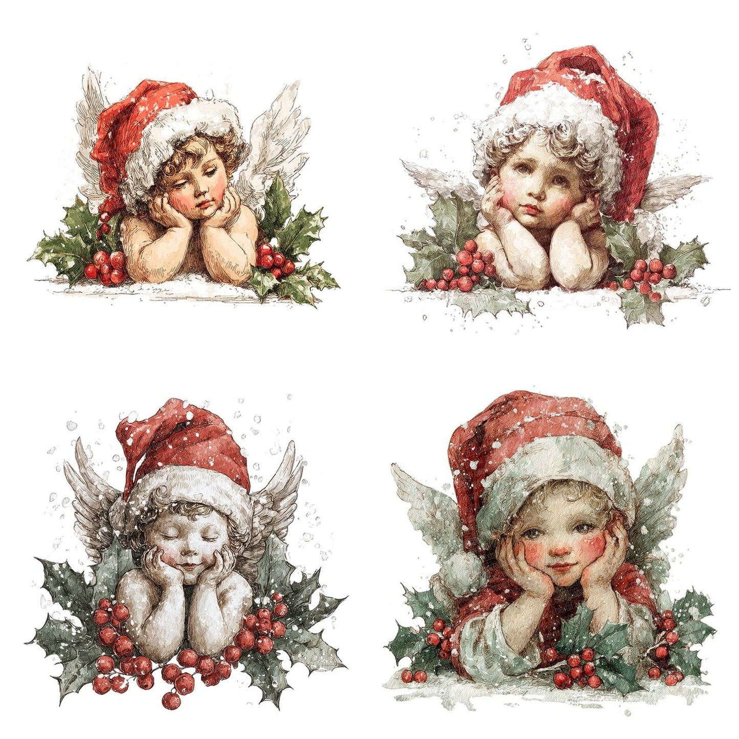 Christmas Cherub with Holly Clipart Set (DDD004864)