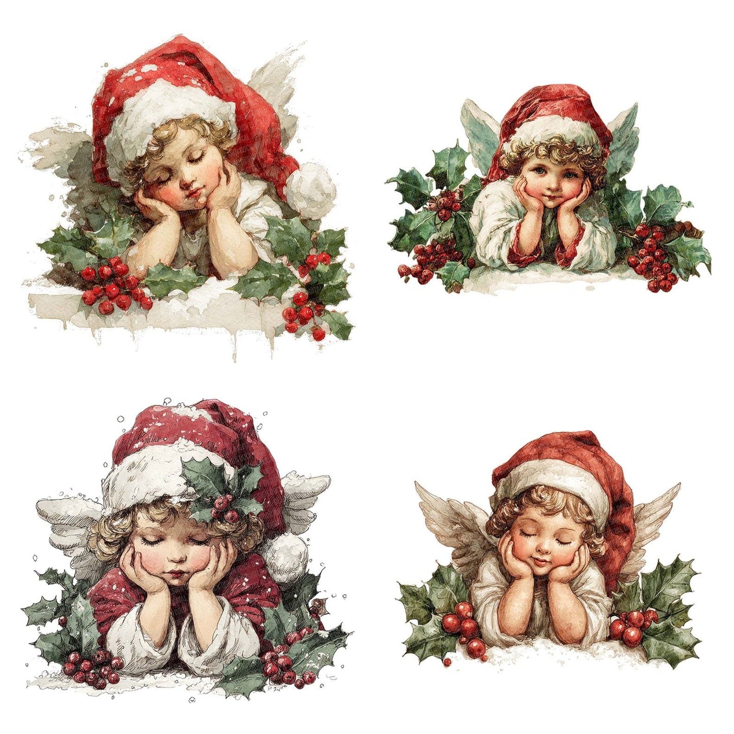 Christmas Cherub with Holly Clipart Set (DDD004864)