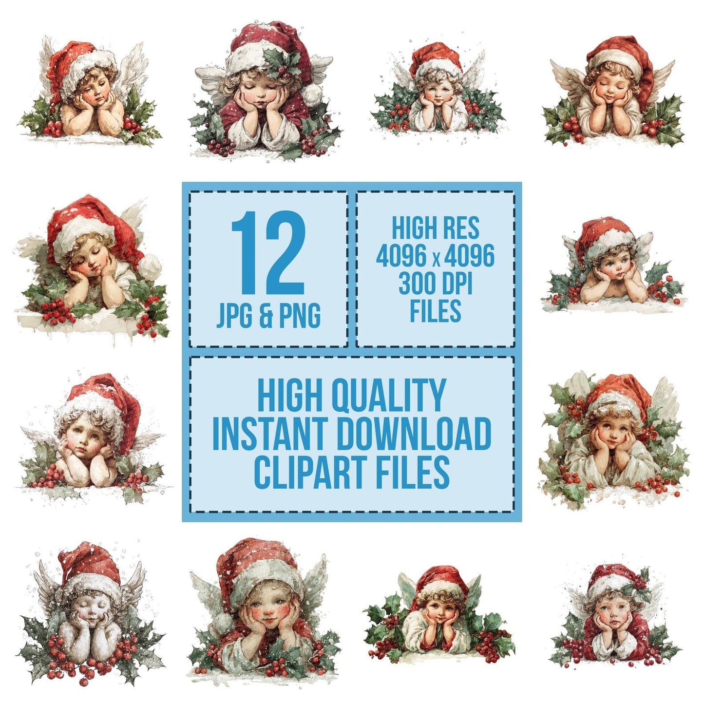 Christmas Cherub with Holly Clipart Set (DDD004864)