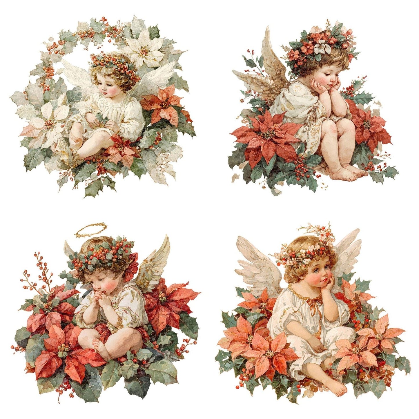 Christmas Cherub with Poinsettia Clipart Set (DDD004865)