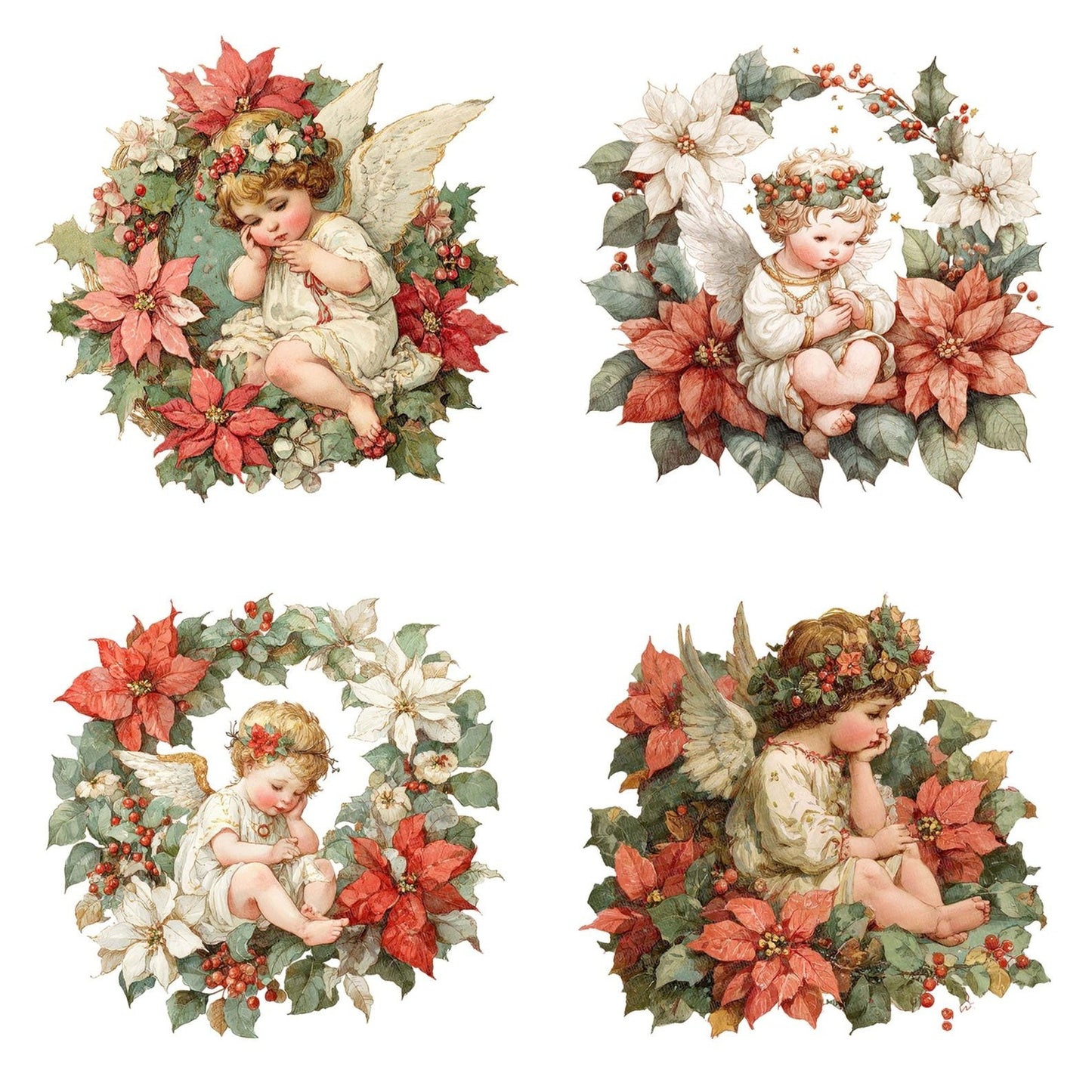 Christmas Cherub with Poinsettia Clipart Set (DDD004865)