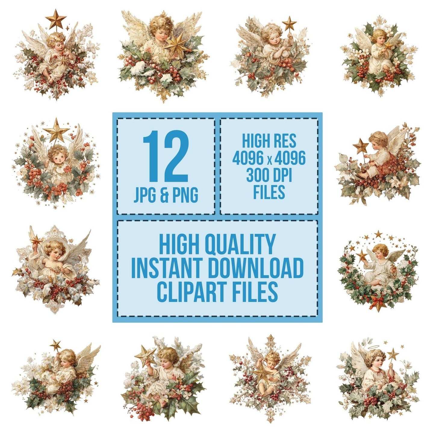 Christmas Cherub with Star Clipart Set (DDD004866)
