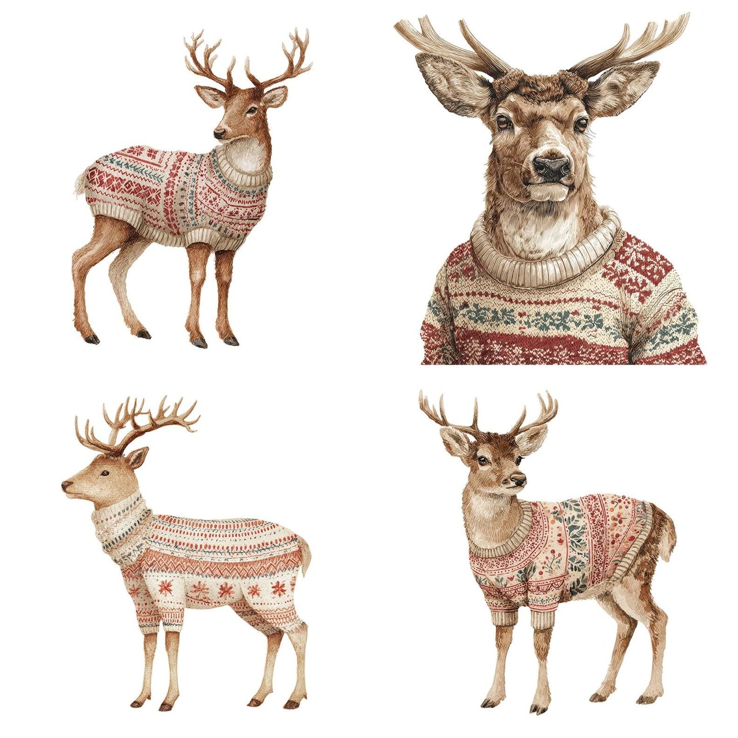 Christmas Deer in Jumper Clipart Set (DDD004867)