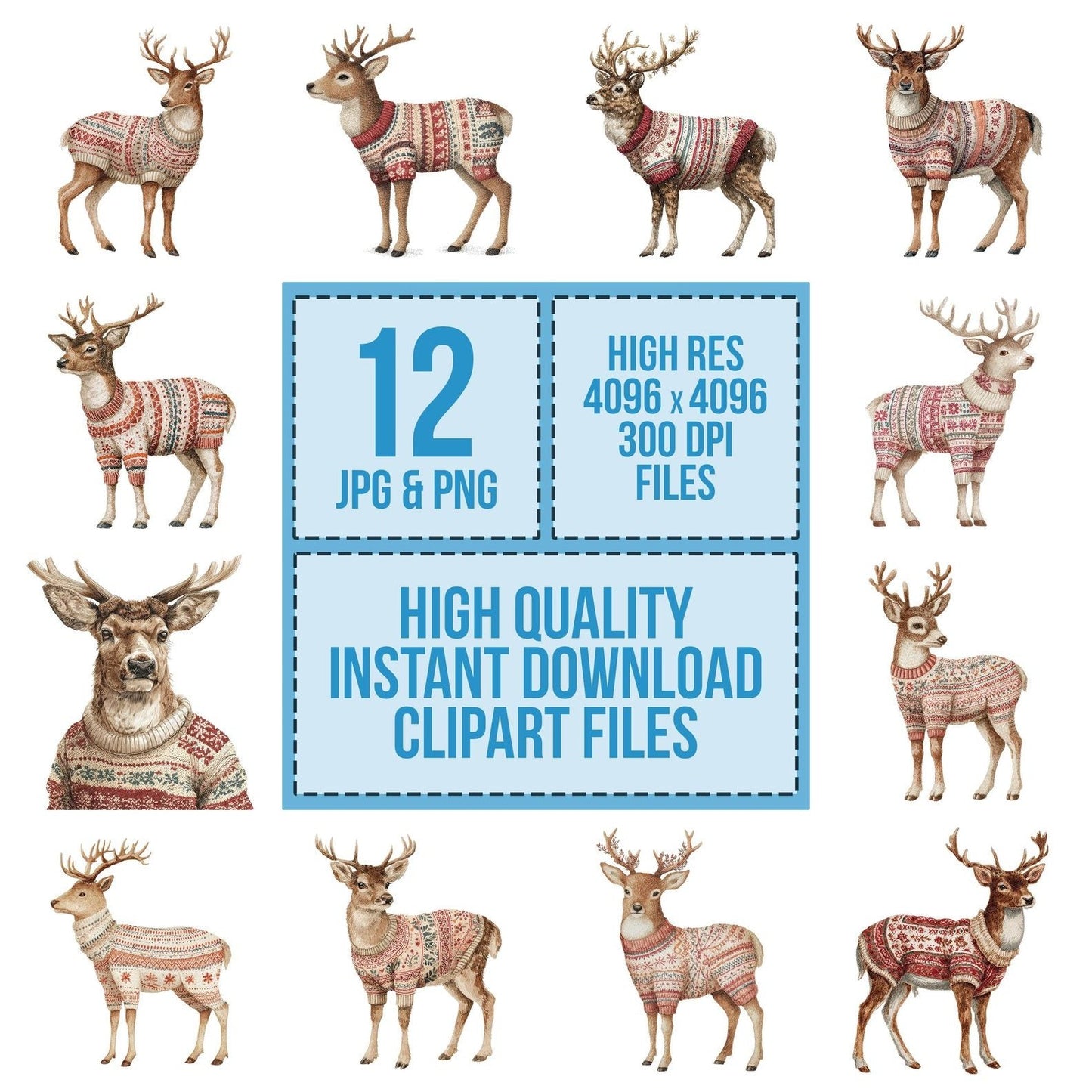 Christmas Deer in Jumper Clipart Set (DDD004867)