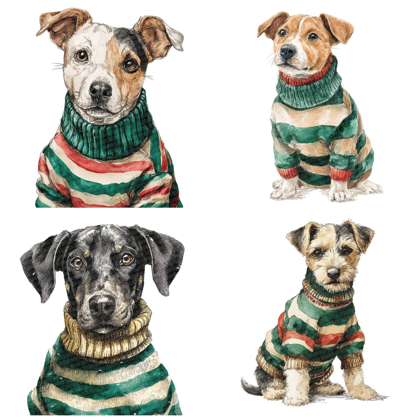 Christmas Dog in Jumper Clipart Set (DDD004869)