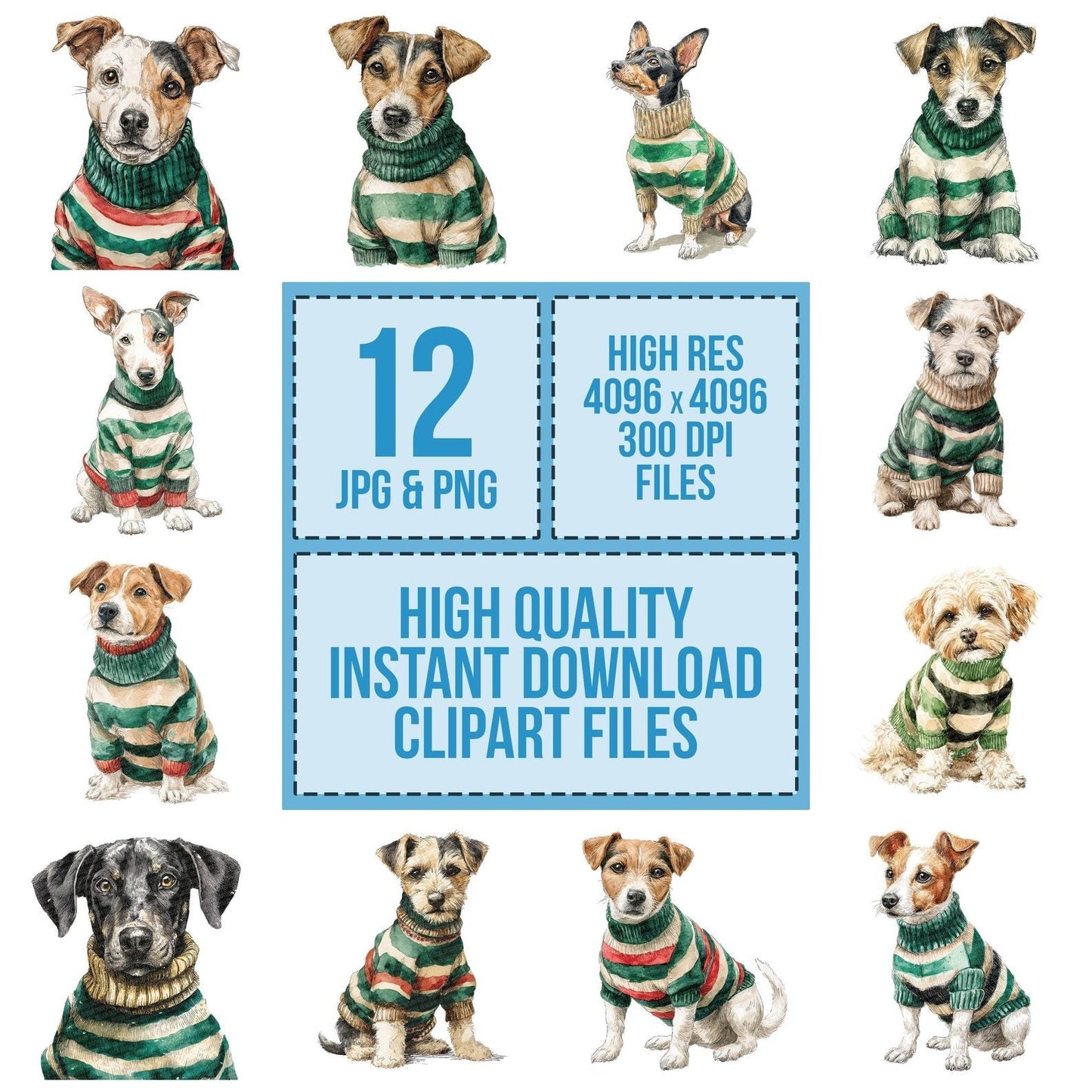 Christmas Dog in Jumper Clipart Set (DDD004869)