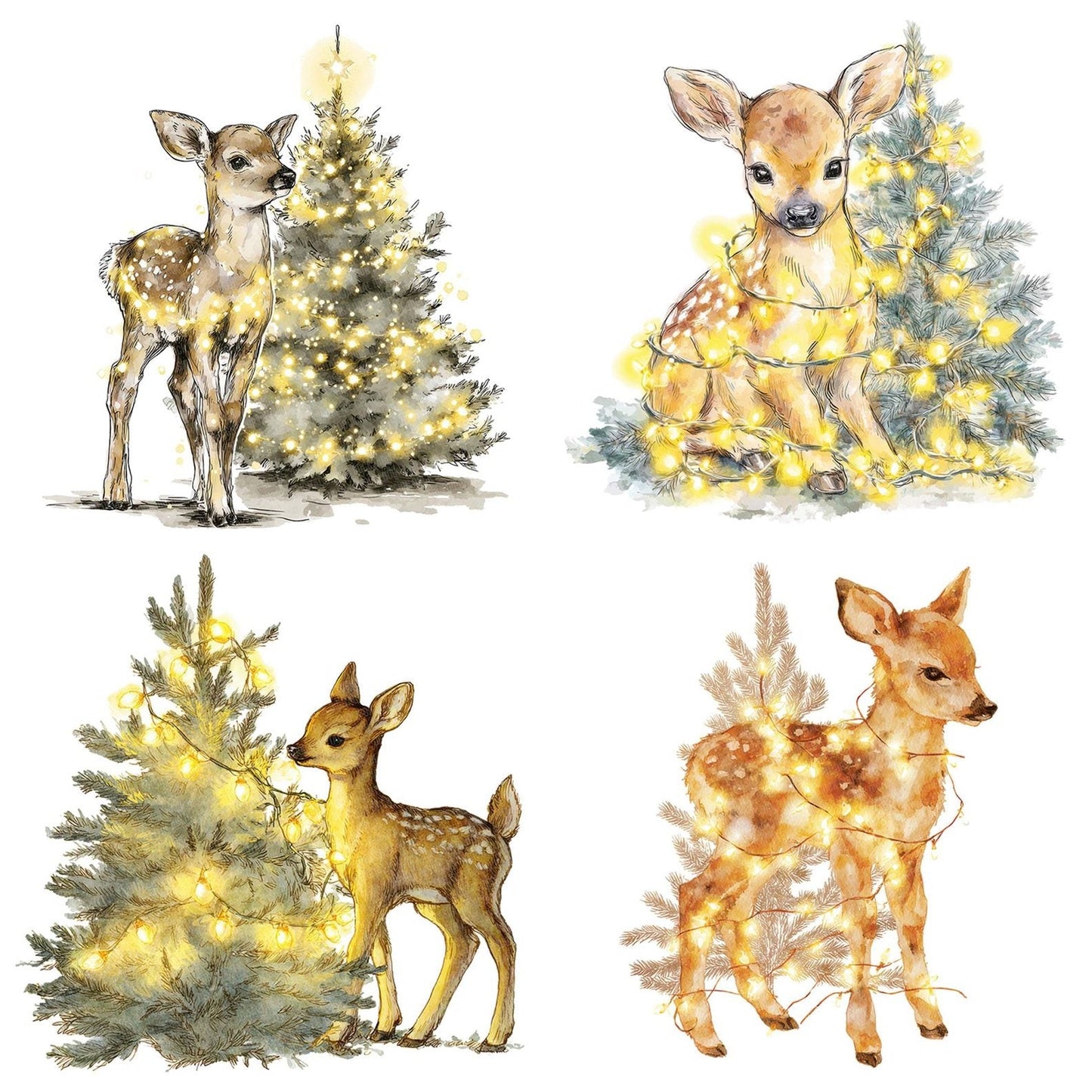 Christmas Fawn with Lights Clipart Set (DDD004870)