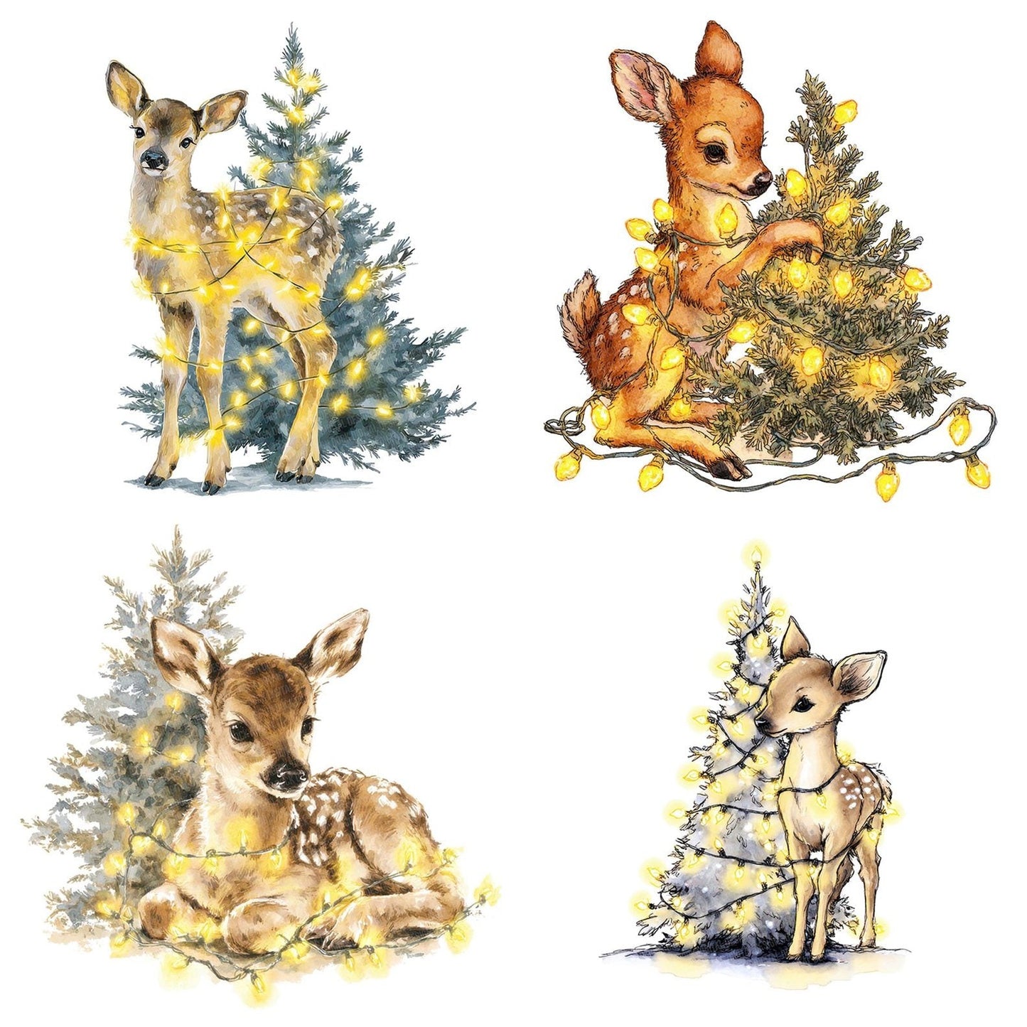 Christmas Fawn with Lights Clipart Set (DDD004870)