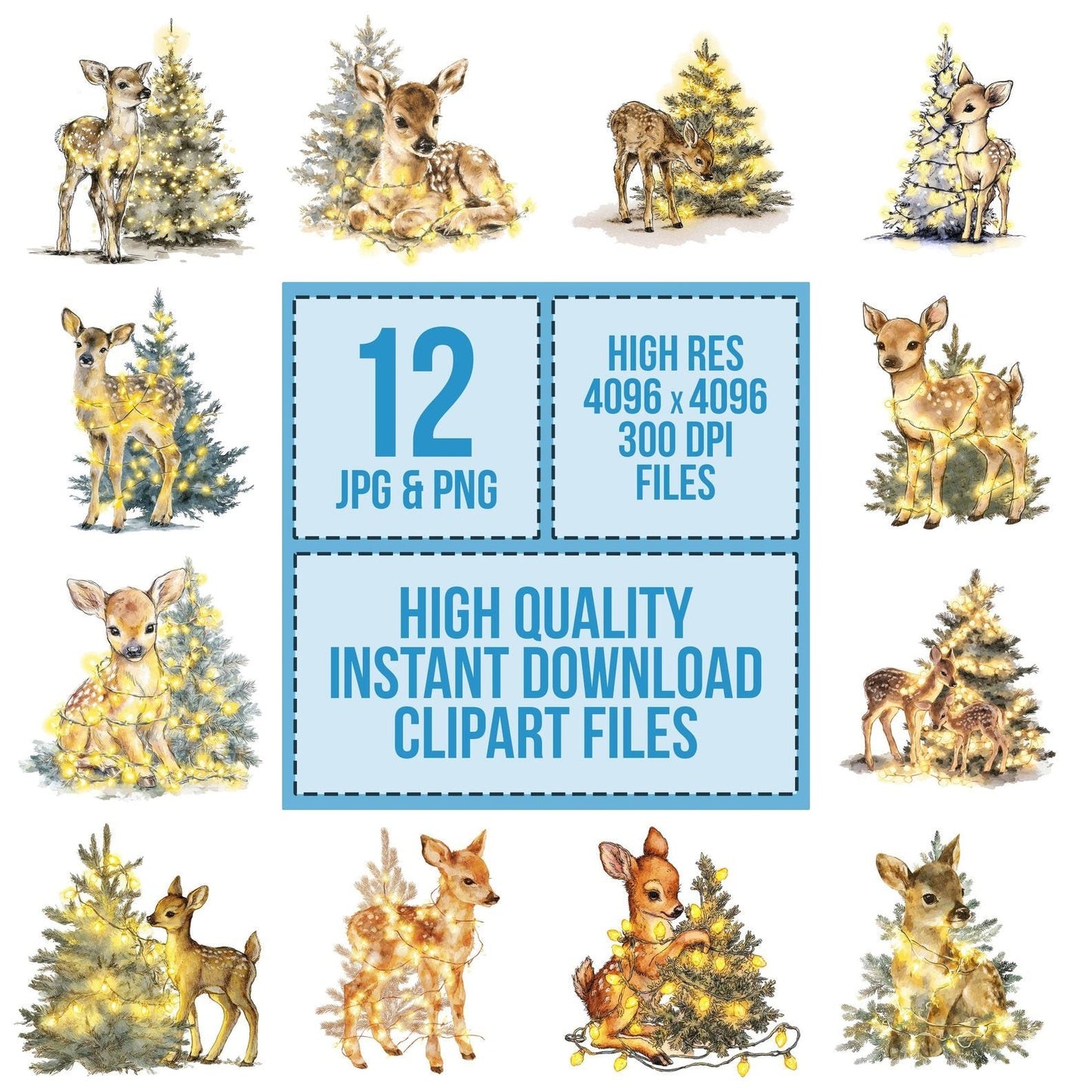 Christmas Fawn with Lights Clipart Set (DDD004870)
