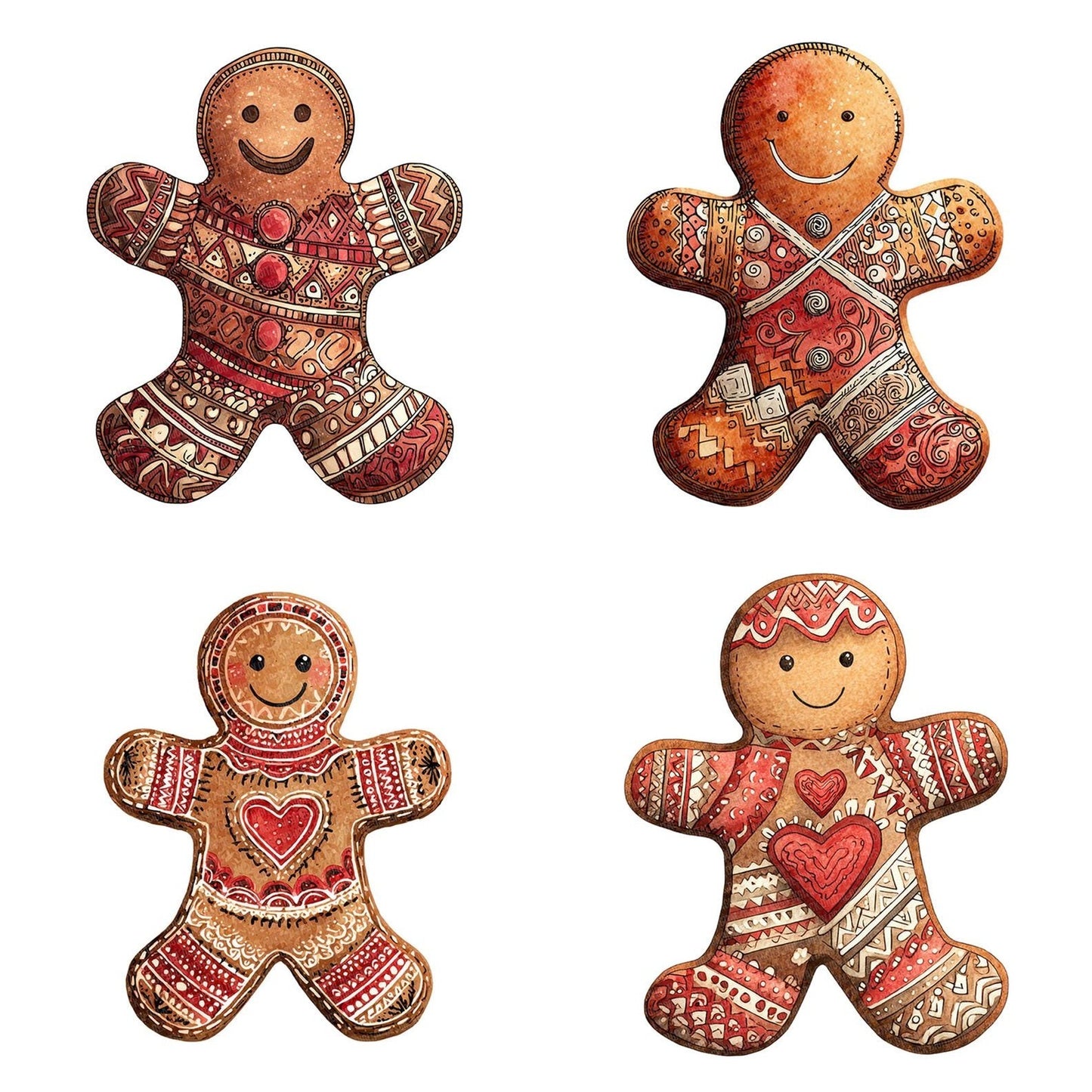 Christmas Folk Art Gingerbread Clipart Set (DDD004877)