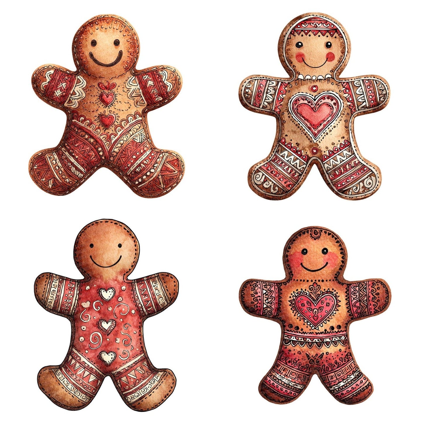 Christmas Folk Art Gingerbread Clipart Set (DDD004877)