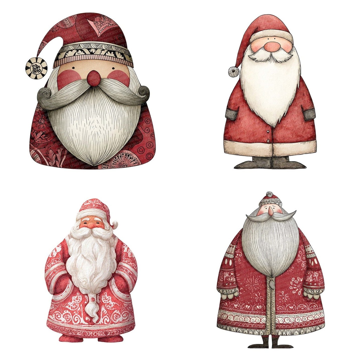 Christmas Folk Art Santa Clipart Set (DDD004883)