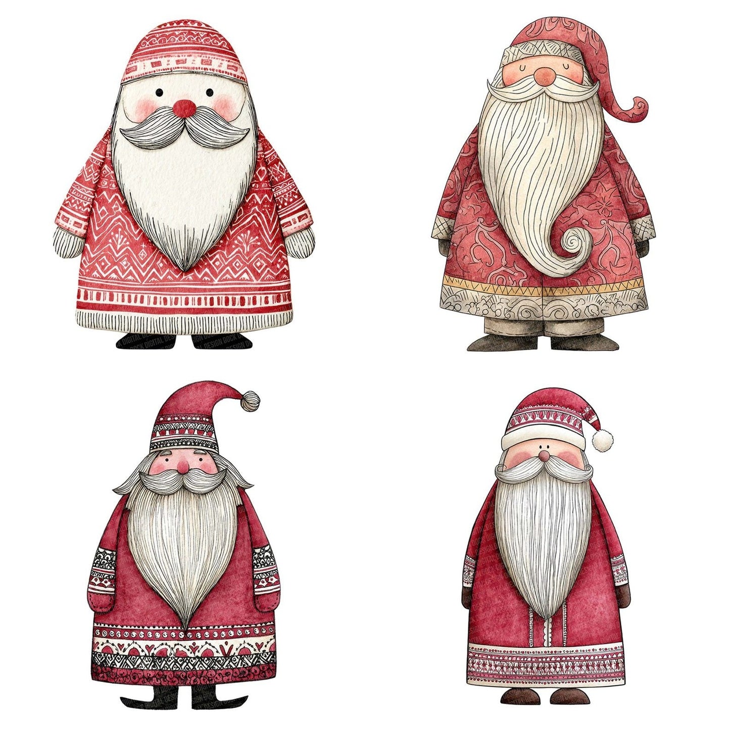 Christmas Folk Art Santa Clipart Set (DDD004883)