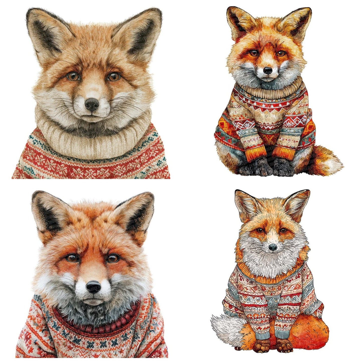 Christmas Fox in Jumper Clipart Set (DDD004887)
