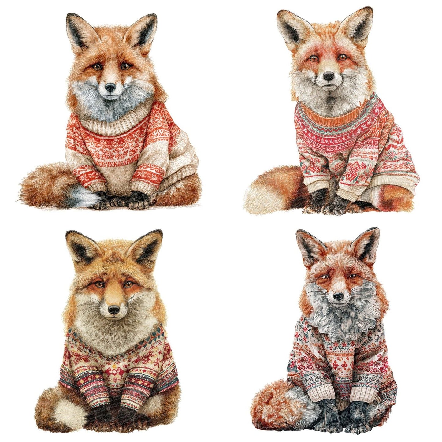 Christmas Fox in Jumper Clipart Set (DDD004887)