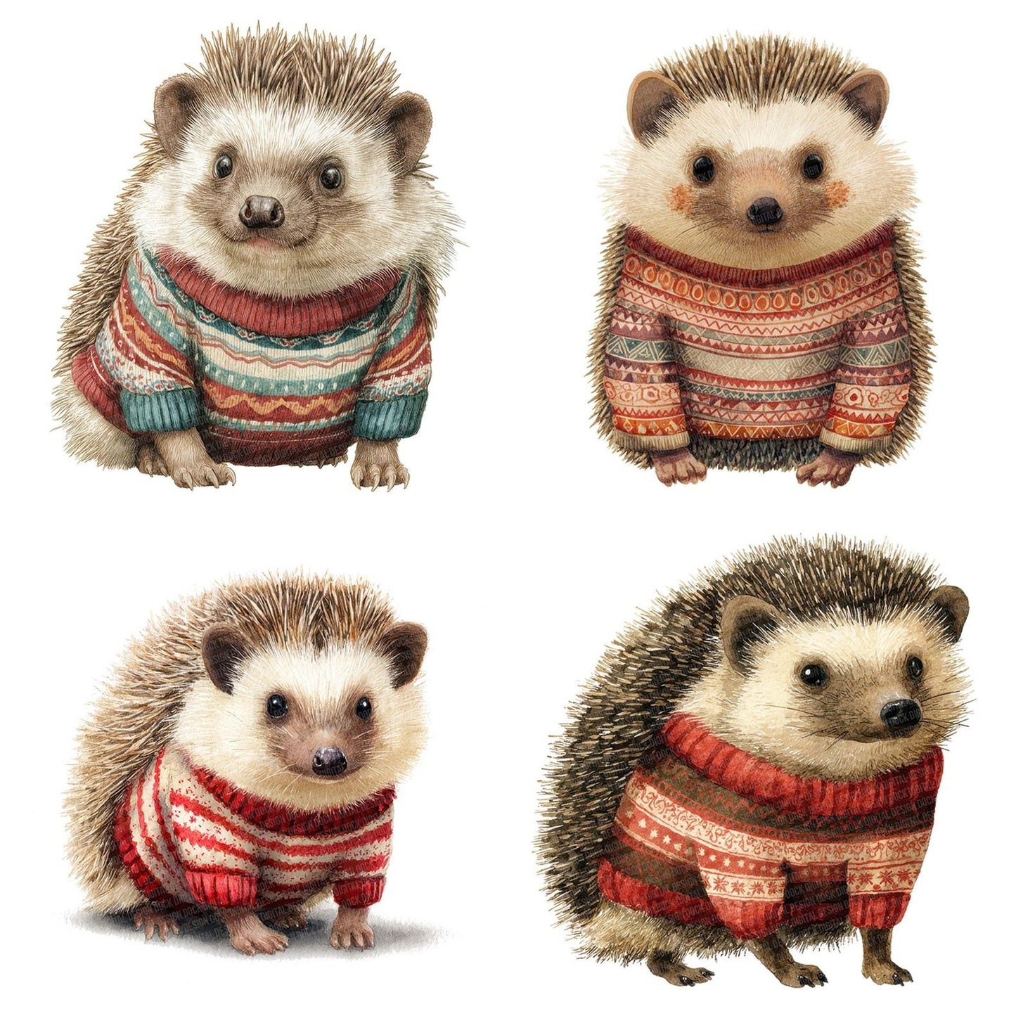 Christmas Hedgehog in Jumper Clipart Set (DDD004890)
