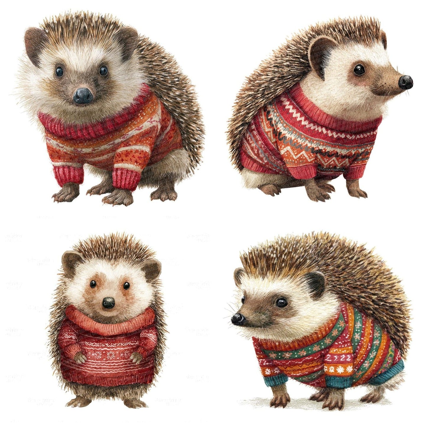 Christmas Hedgehog in Jumper Clipart Set (DDD004890)