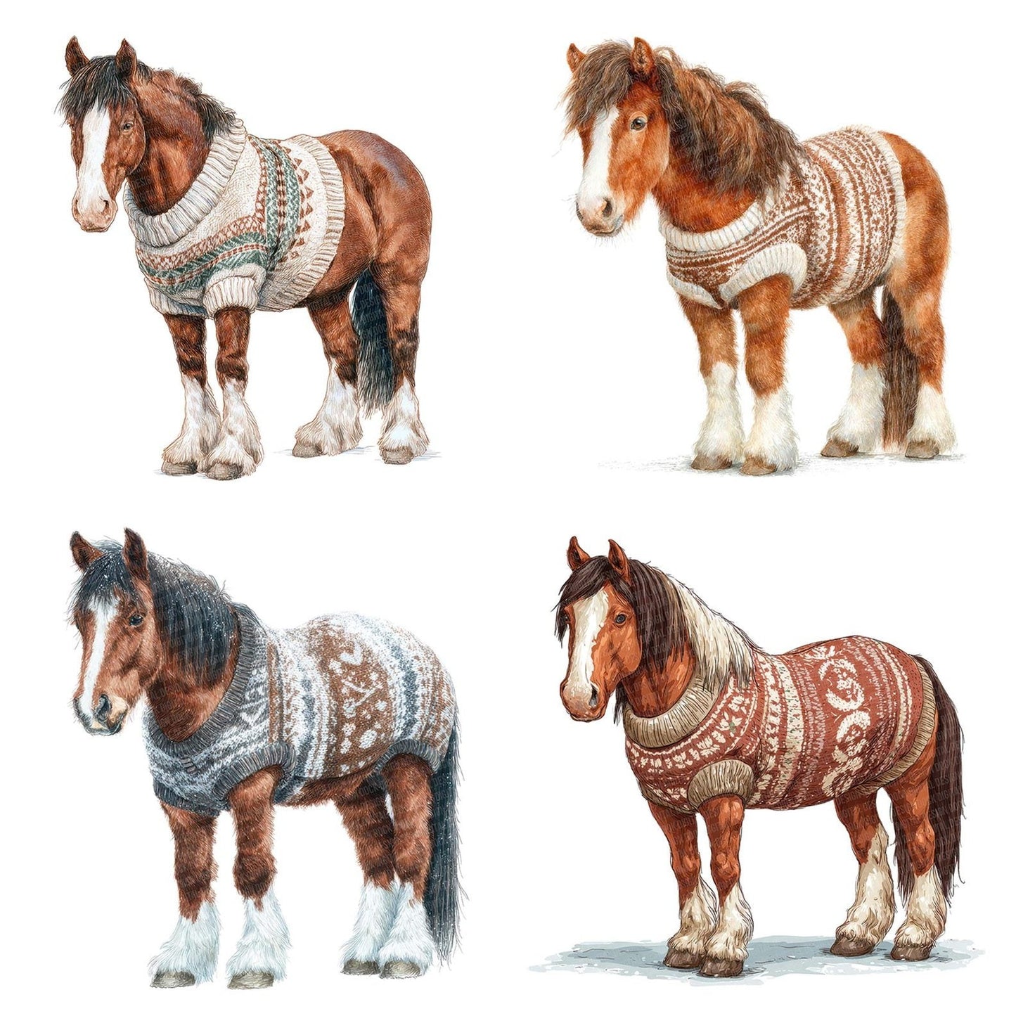 Christmas Horse in Jumper Clipart Set (DDD004893)