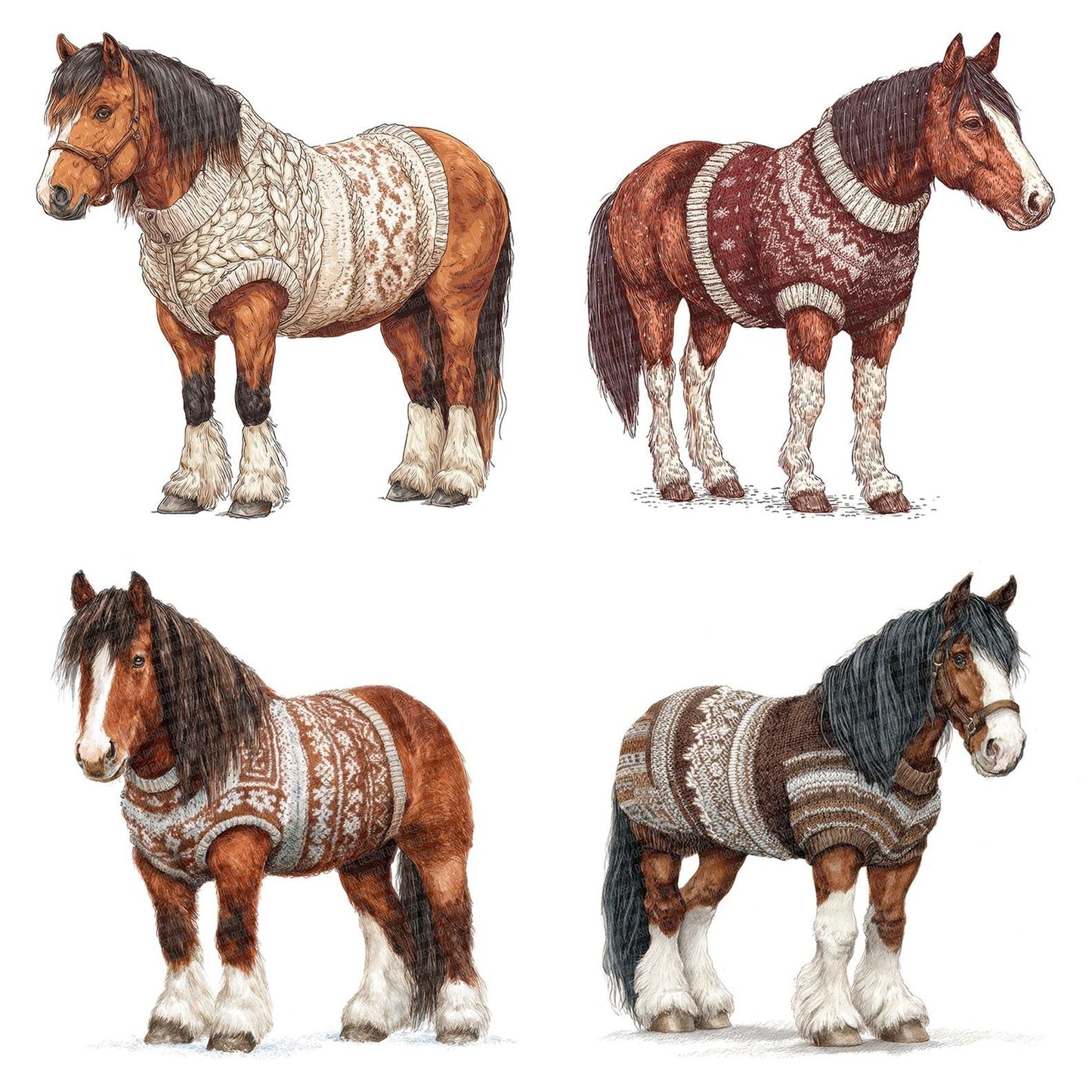 Christmas Horse in Jumper Clipart Set (DDD004893)