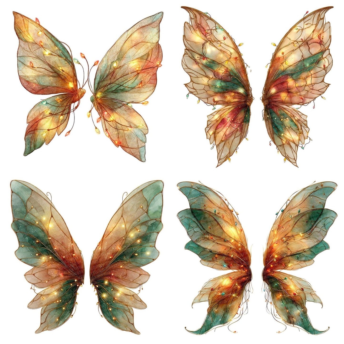 Christmas Lights Fairy Wings Clipart Set (DDD004896)