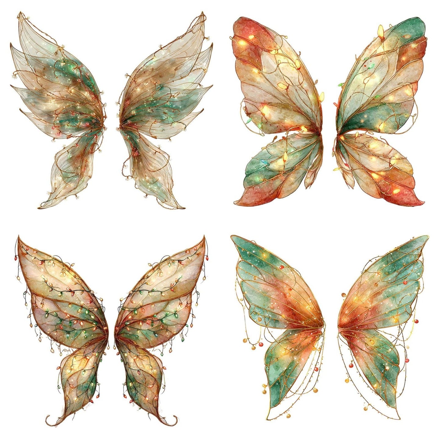 Christmas Lights Fairy Wings Clipart Set (DDD004896)