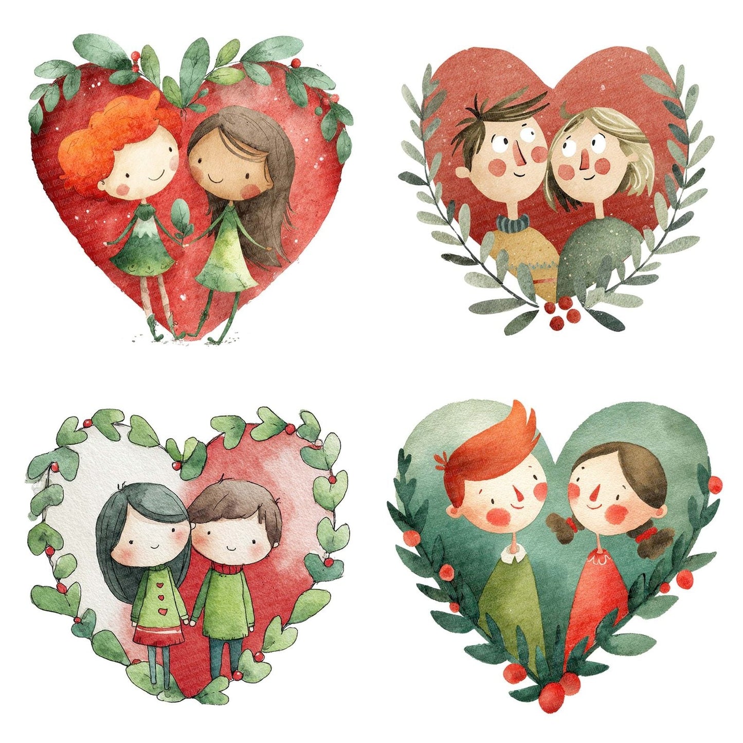 Christmas Love Couple Clipart Set (DDD004897)