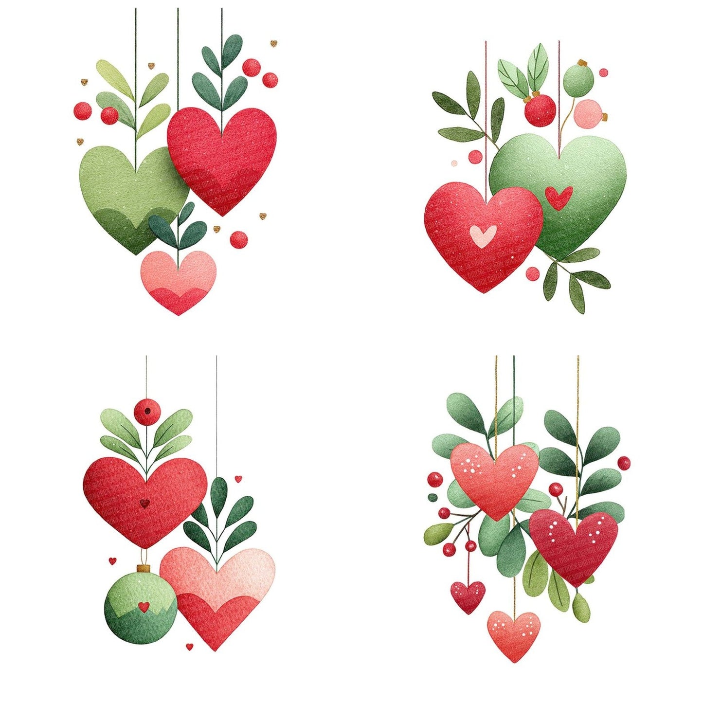 Christmas Love Heart Ornament Clipart Set (DDD004898)