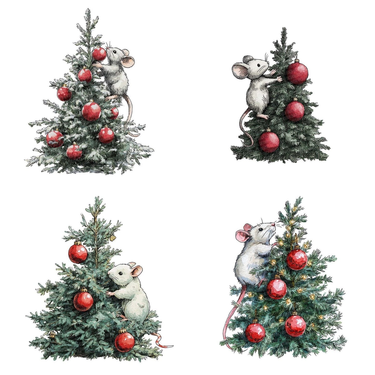 Christmas Mouse with Ornament Clipart Set (DDD004899)