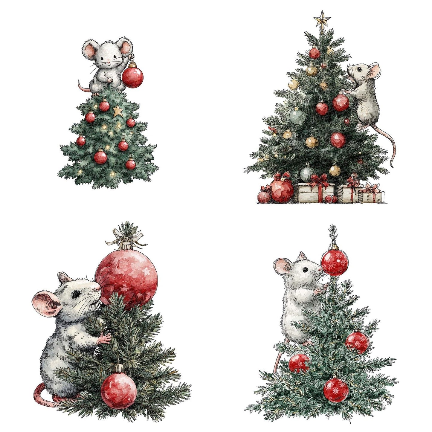 Christmas Mouse with Ornament Clipart Set (DDD004899)