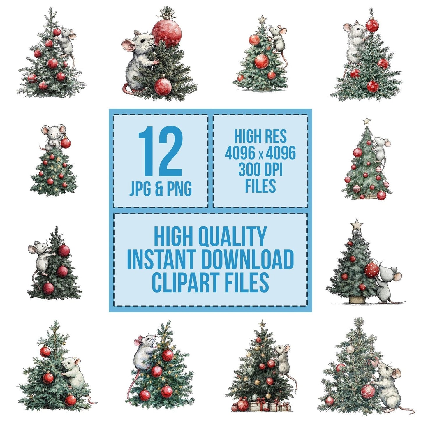 Christmas Mouse with Ornament Clipart Set (DDD004899)