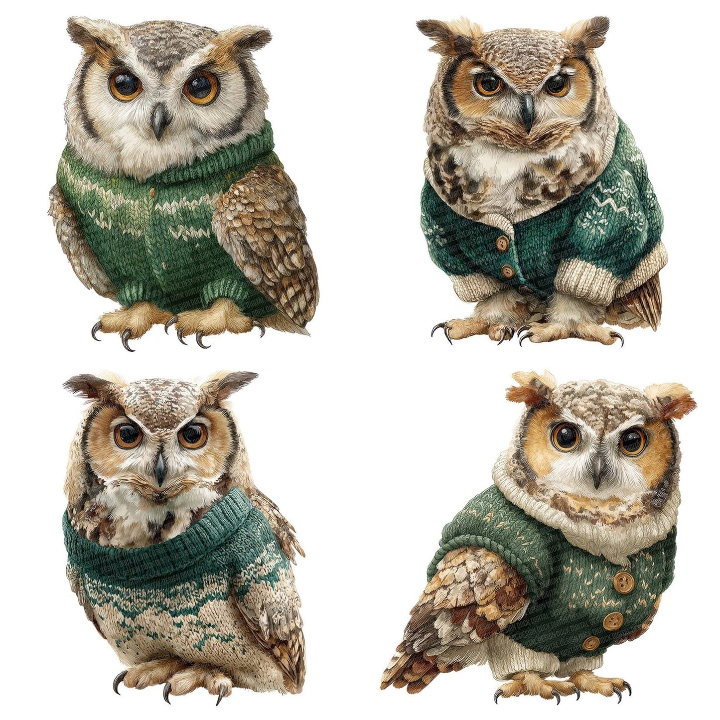 Christmas Owl in Jumper Clipart Set (DDD004900)