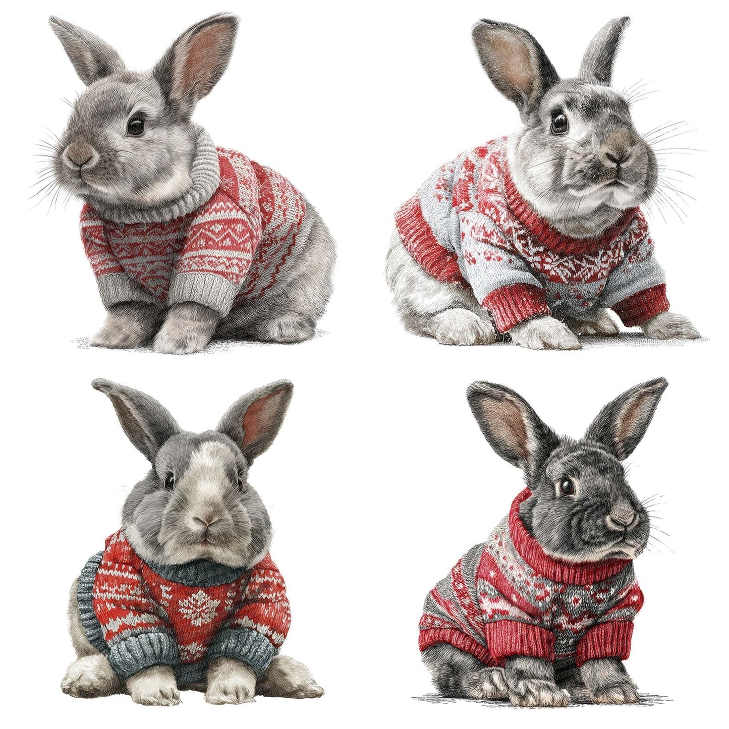 Christmas Rabbit in Jumper Clipart Set (DDD004903)