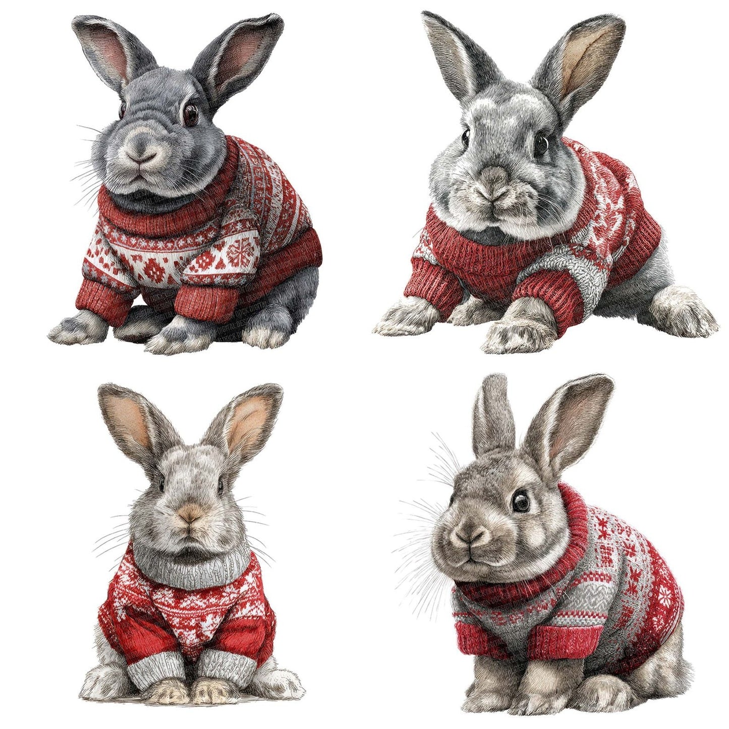 Christmas Rabbit in Jumper Clipart Set (DDD004903)