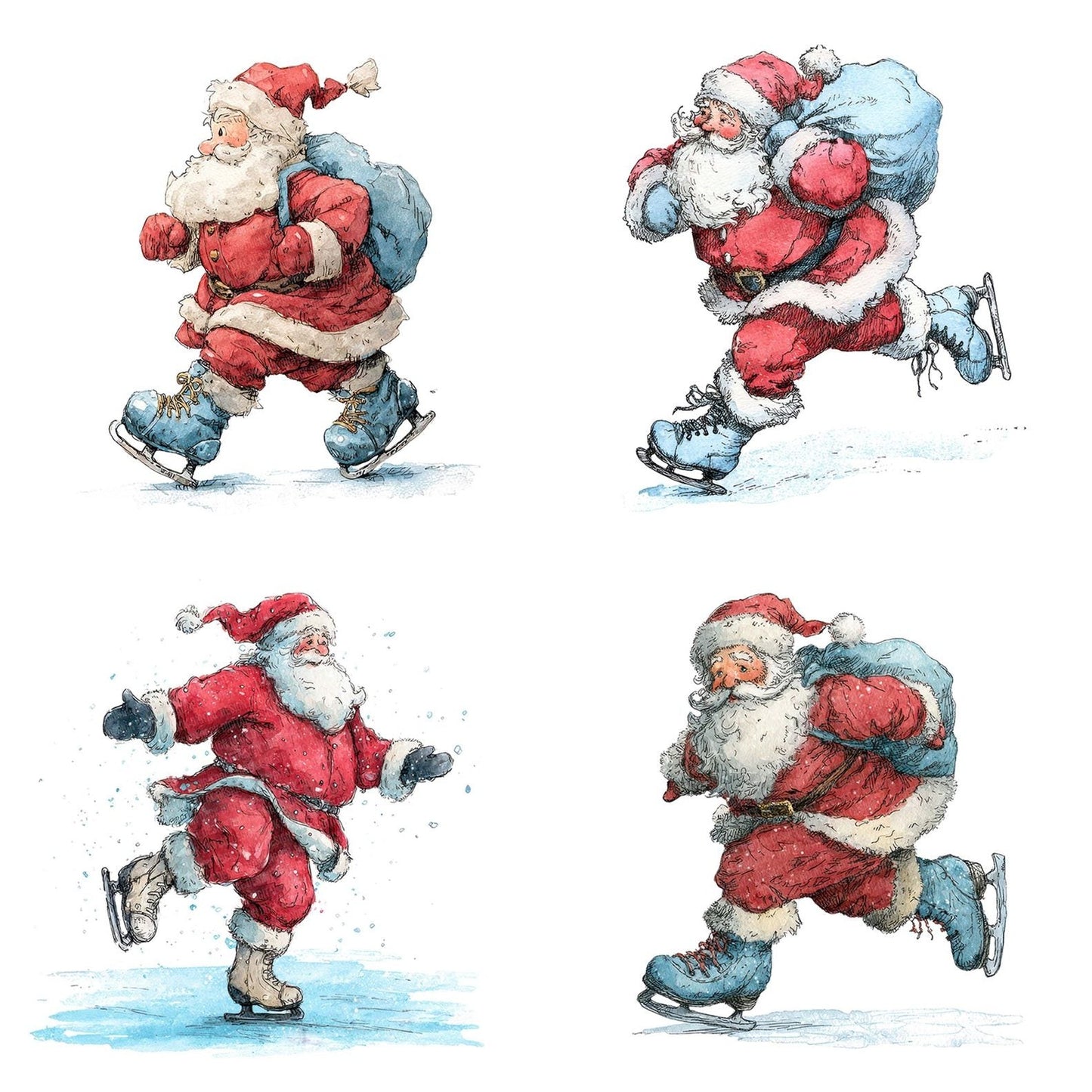 Christmas Santa Ice Skating Clipart Set (DDD004905)