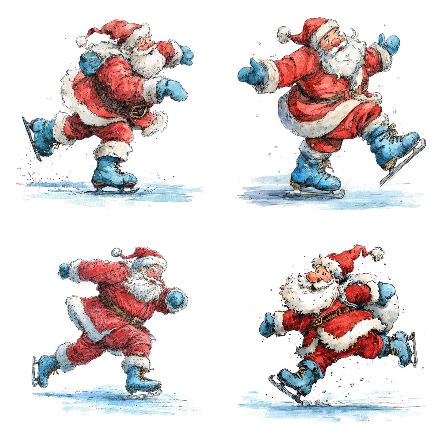 Christmas Santa Ice Skating Clipart Set (DDD004905)