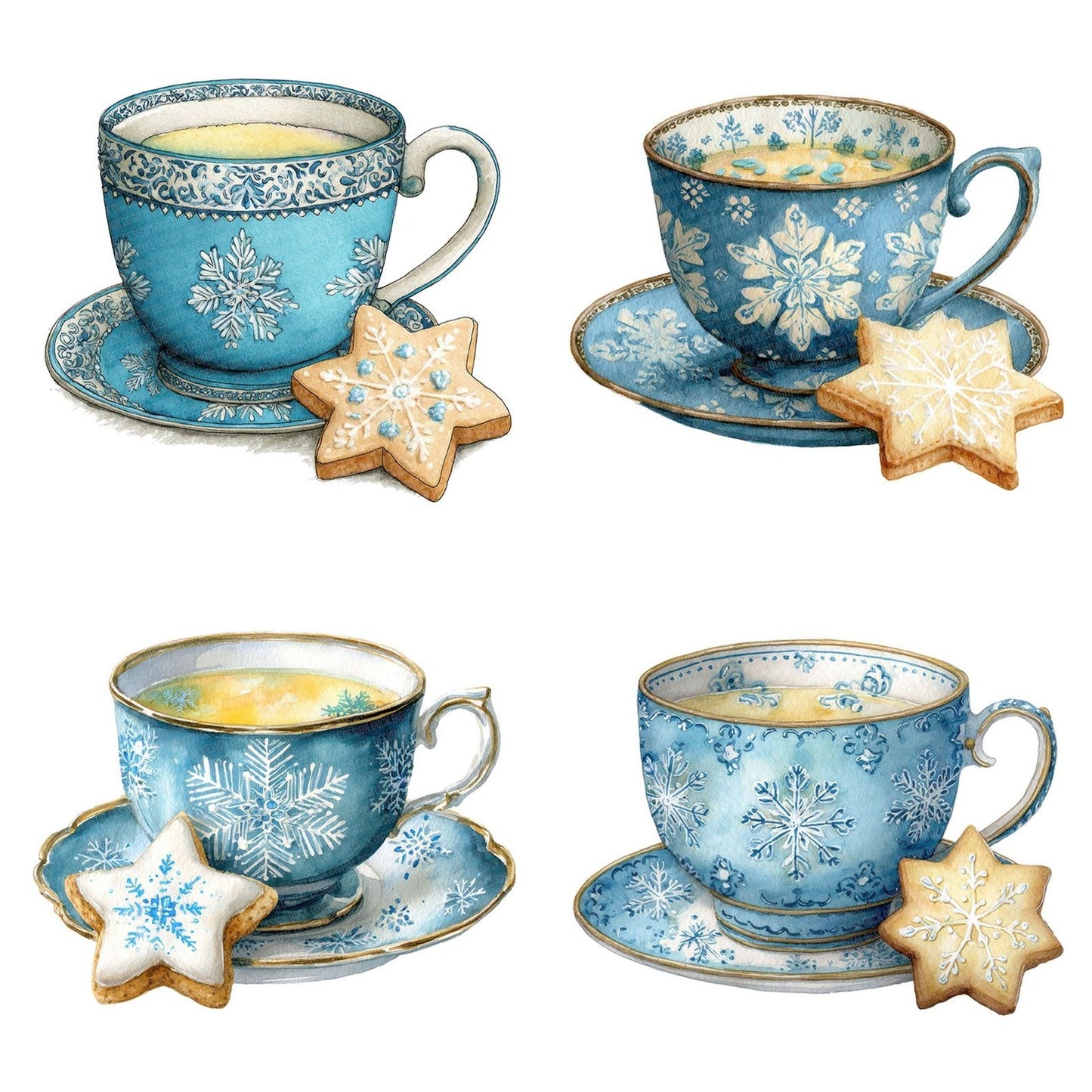 Christmas Teacup Star Cookie Clipart Set (DDD004913)