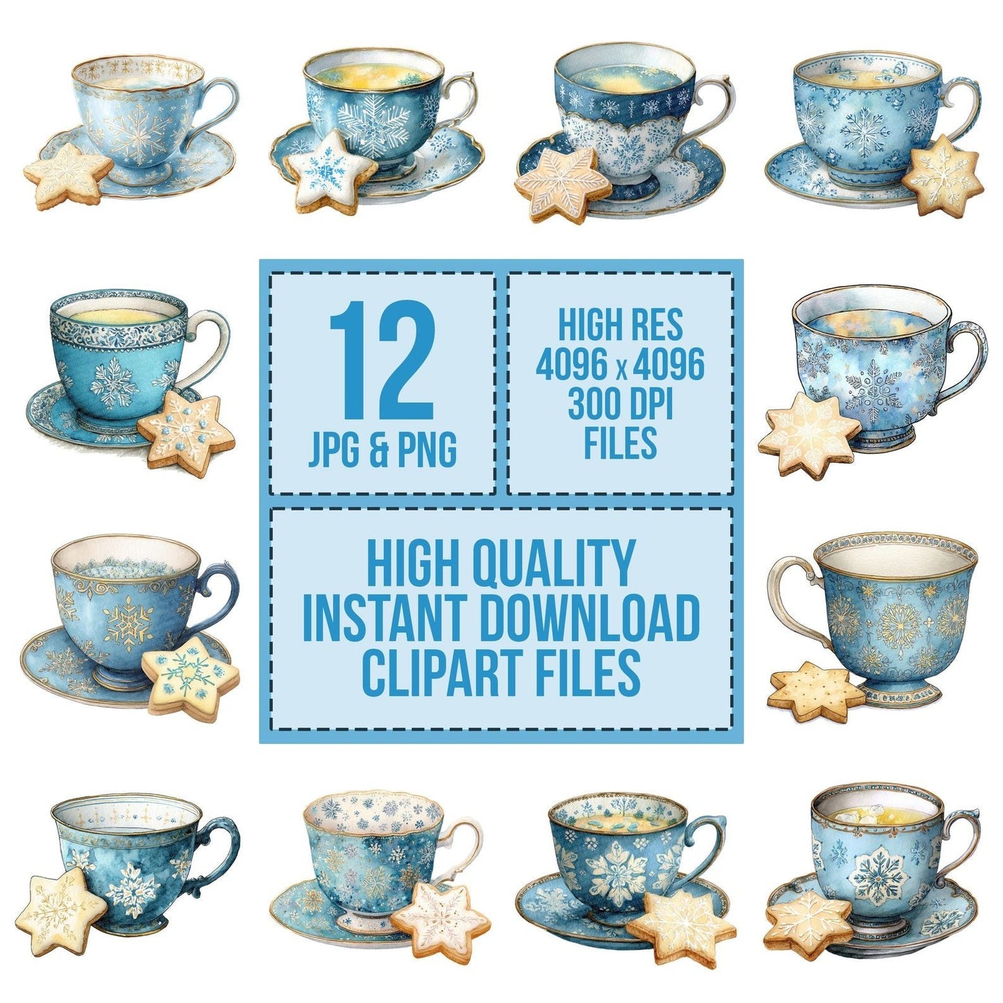 Christmas Teacup Star Cookie Clipart Set (DDD004913)