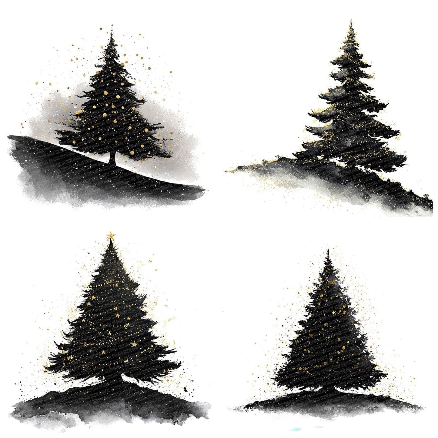 Christmas Tree Silhouette Clipart Set (DDD004916)