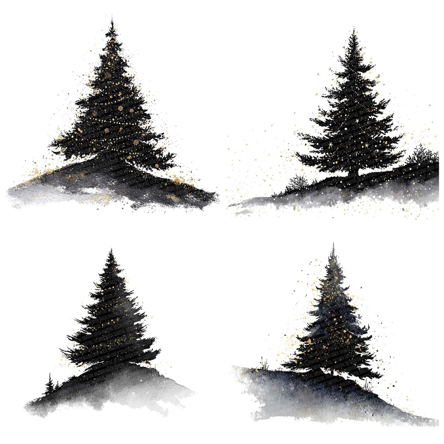 Christmas Tree Silhouette Clipart Set (DDD004916)