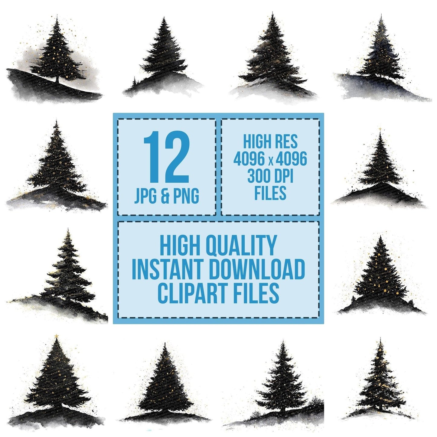 Christmas Tree Silhouette Clipart Set (DDD004916)