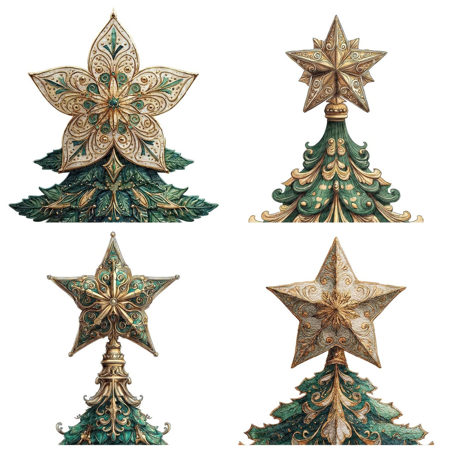 Christmas Tree Star Clipart Set (DDD004917)