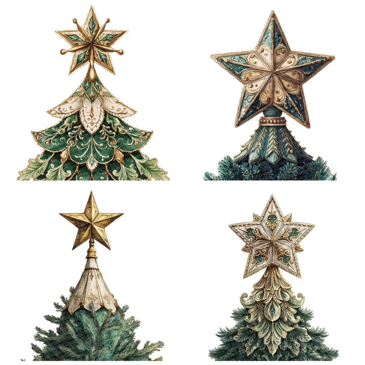Christmas Tree Star Clipart Set (DDD004917)