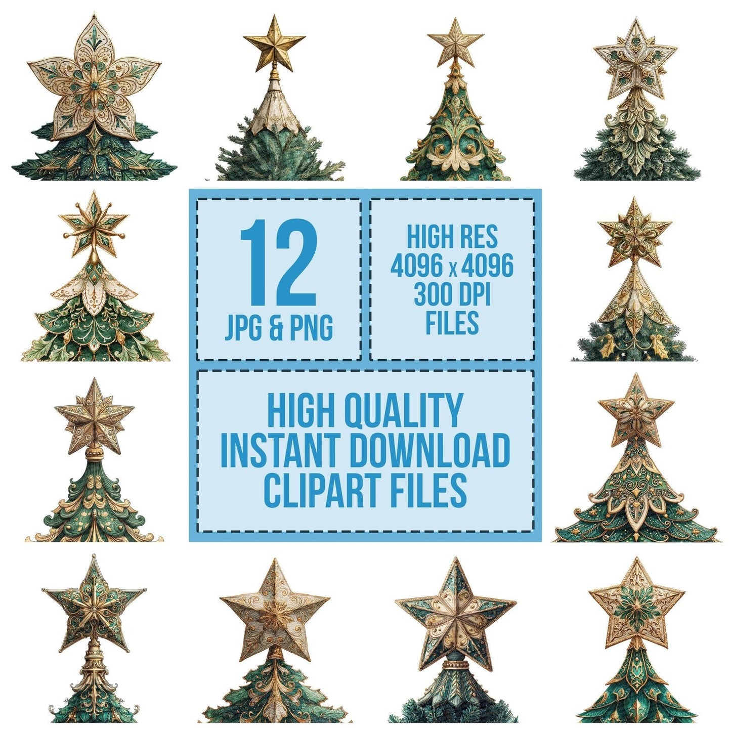 Christmas Tree Star Clipart Set (DDD004917)