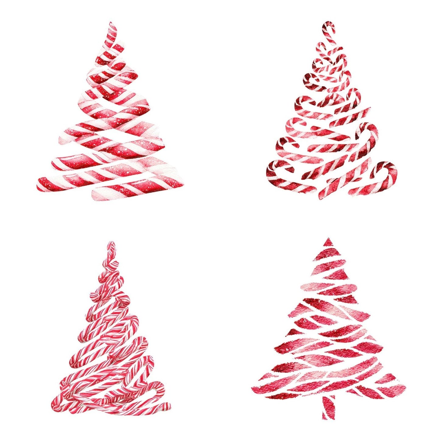 Christmas Watercolour Candy Tree Clipart Set (DDD004921)
