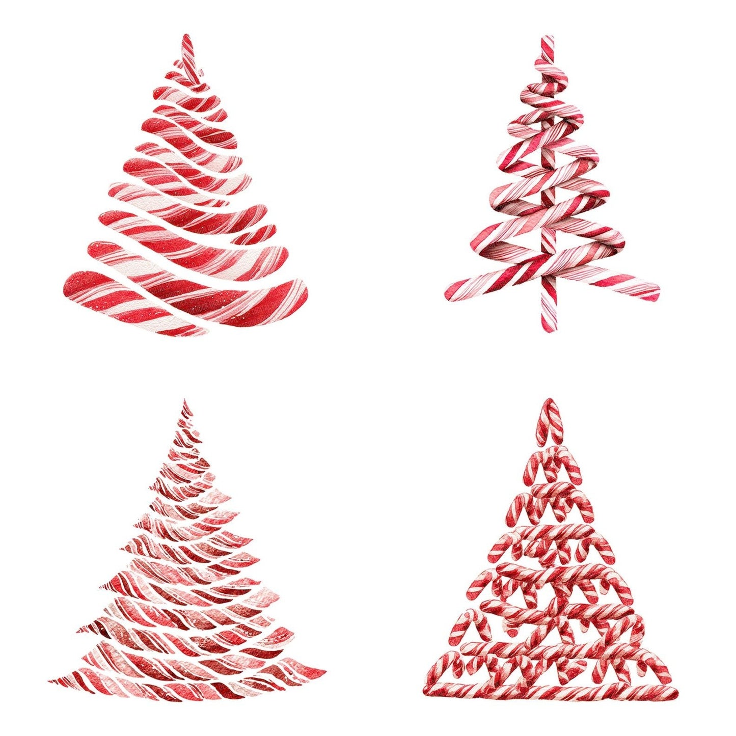 Christmas Watercolour Candy Tree Clipart Set (DDD004921)