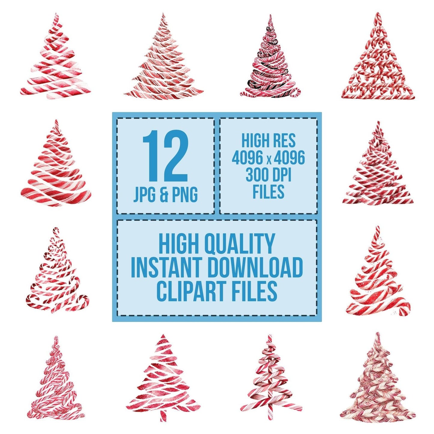 Christmas Watercolour Candy Tree Clipart Set (DDD004921)