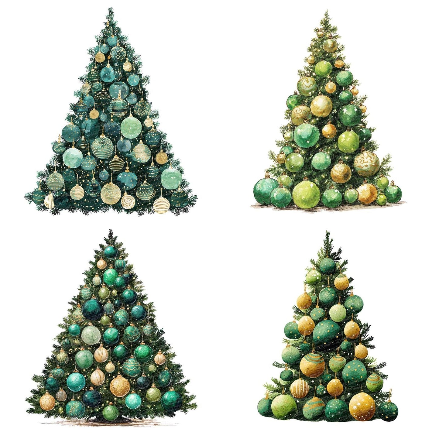 Christmas Watercolour Grand Tree Clipart Set (DDD004933)