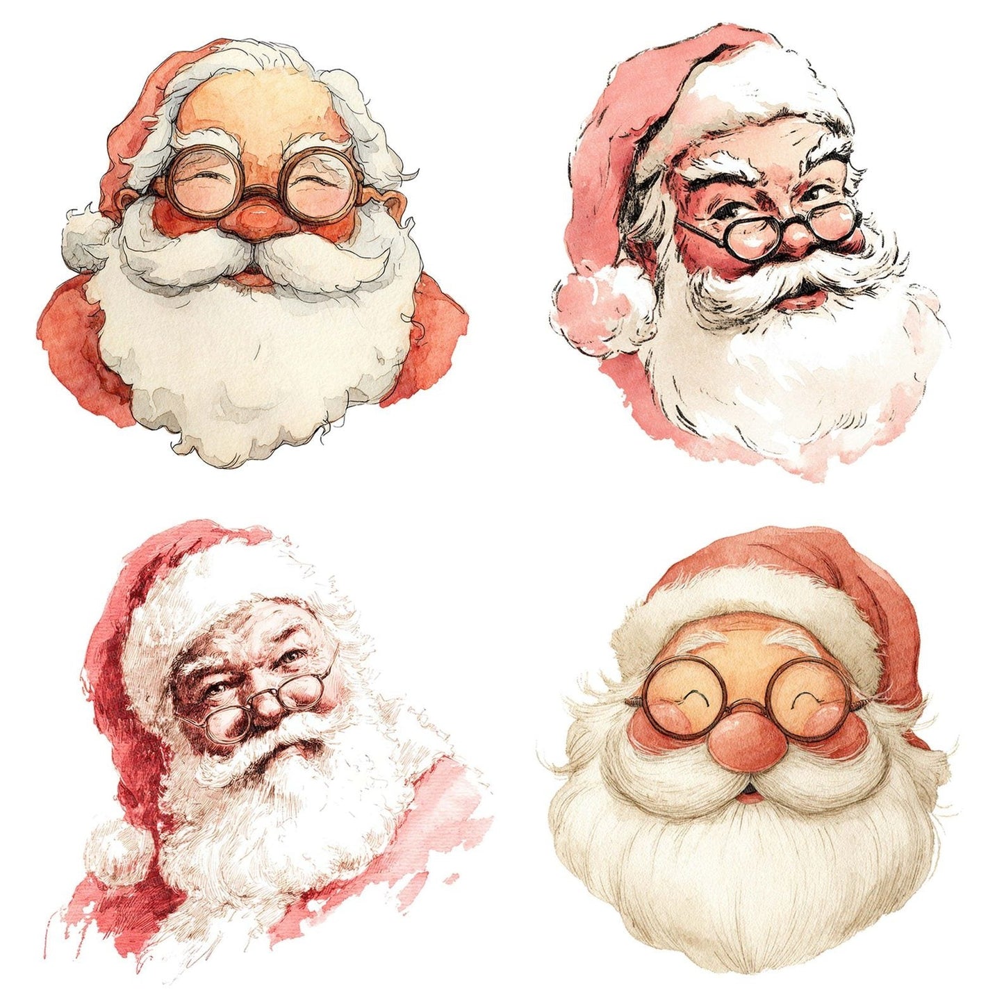 Christmas Watercolour Retro Santa Clipart Set (DDD004946)