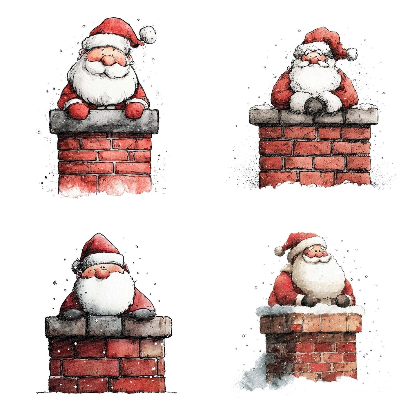 Christmas Watercolour Santa Chimney Clipart Set (DDD004954)
